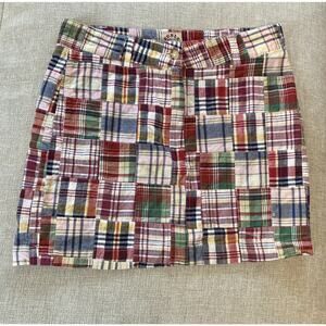 Vintage Patchwork Madras Plaid Mini Skirt 29” Multicolor Y2K Preppy 90s Berle M